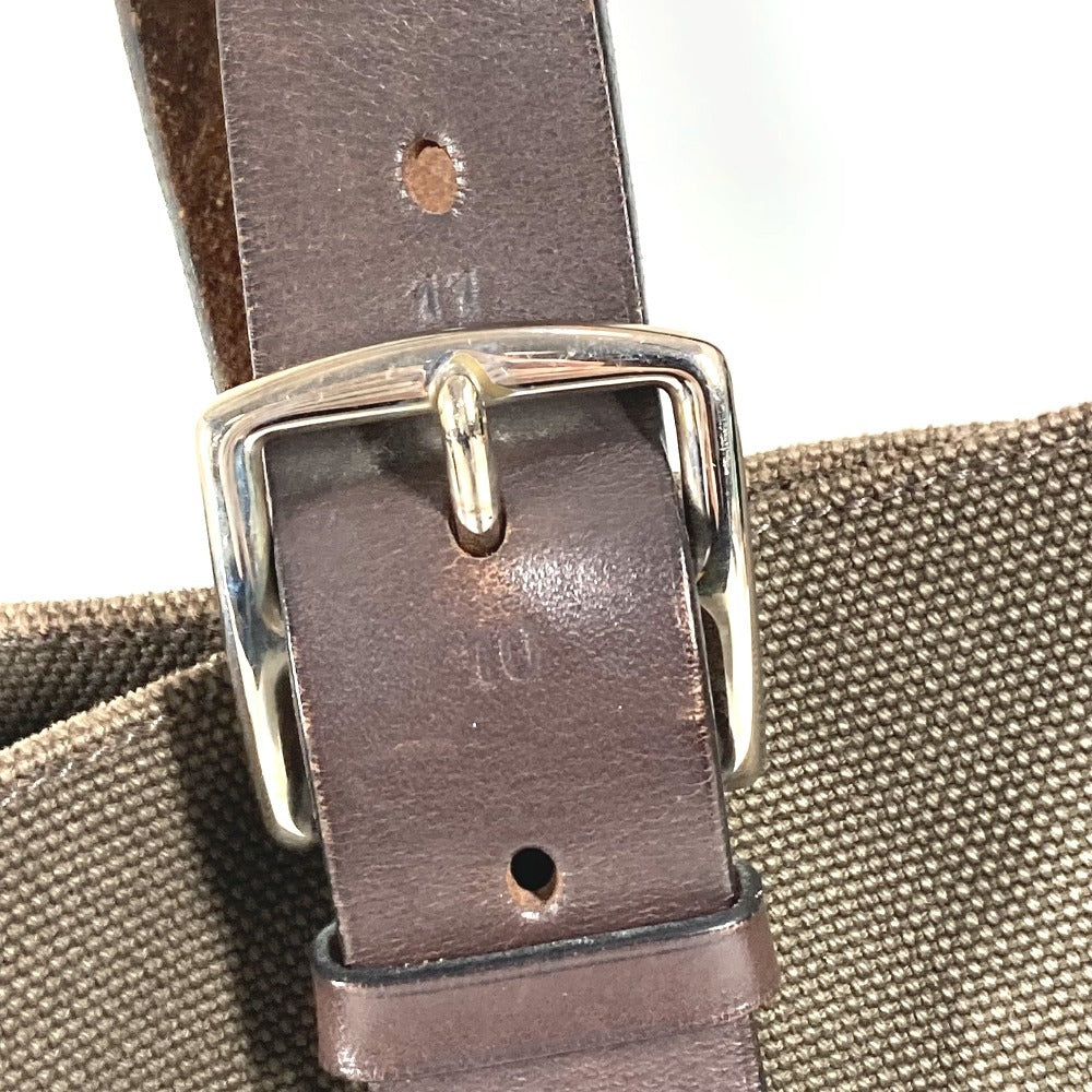 HERMES Etrivière Shopping Tote Bag, Vertical Tote Shoulder Bag, Leather/Canvas, Unisex, Khaki