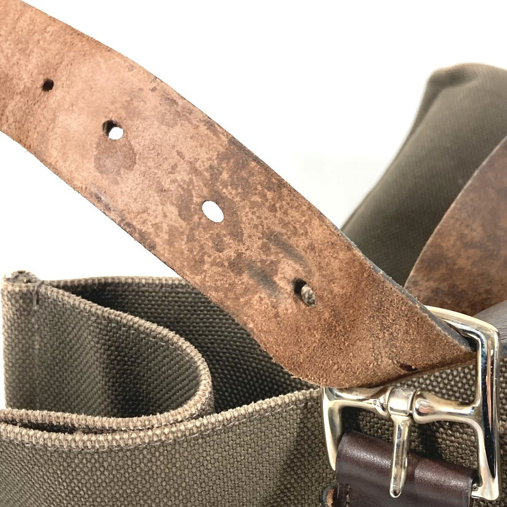 HERMES Etrivière Shopping Tote Bag, Vertical Tote Shoulder Bag, Leather/Canvas, Unisex, Khaki