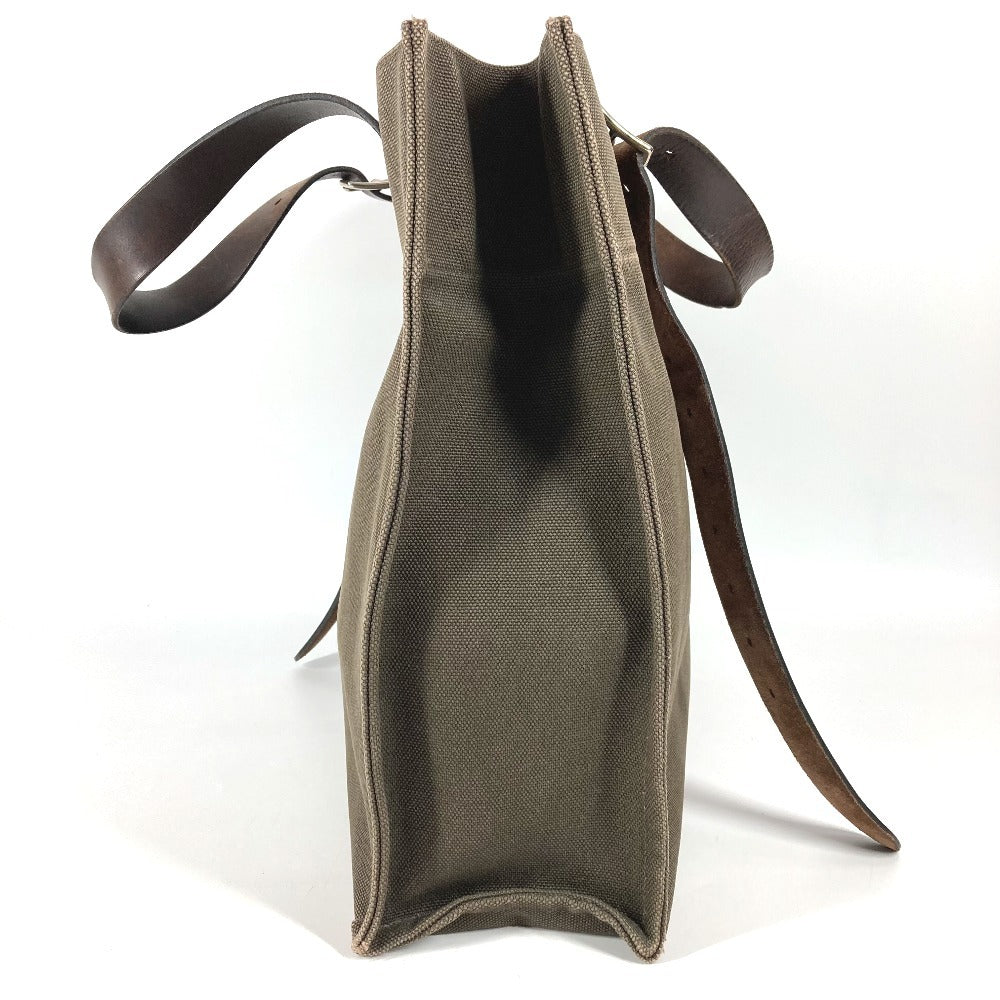 HERMES Etrivière Shopping Tote Bag, Vertical Tote Shoulder Bag, Leather/Canvas, Unisex, Khaki