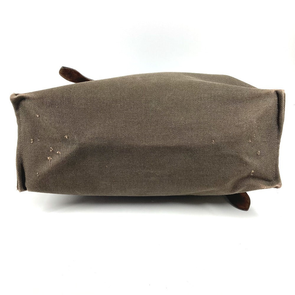 HERMES Etrivière Shopping Tote Bag, Vertical Tote Shoulder Bag, Leather/Canvas, Unisex, Khaki