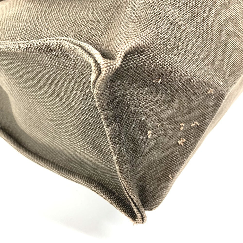 HERMES Etrivière Shopping Tote Bag, Vertical Tote Shoulder Bag, Leather/Canvas, Unisex, Khaki