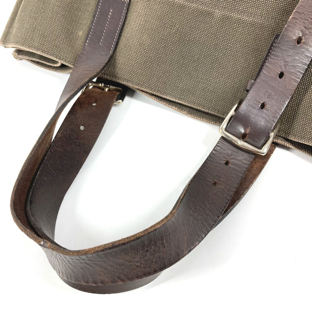 HERMES Etrivière Shopping Tote Bag, Vertical Tote Shoulder Bag, Leather/Canvas, Unisex, Khaki