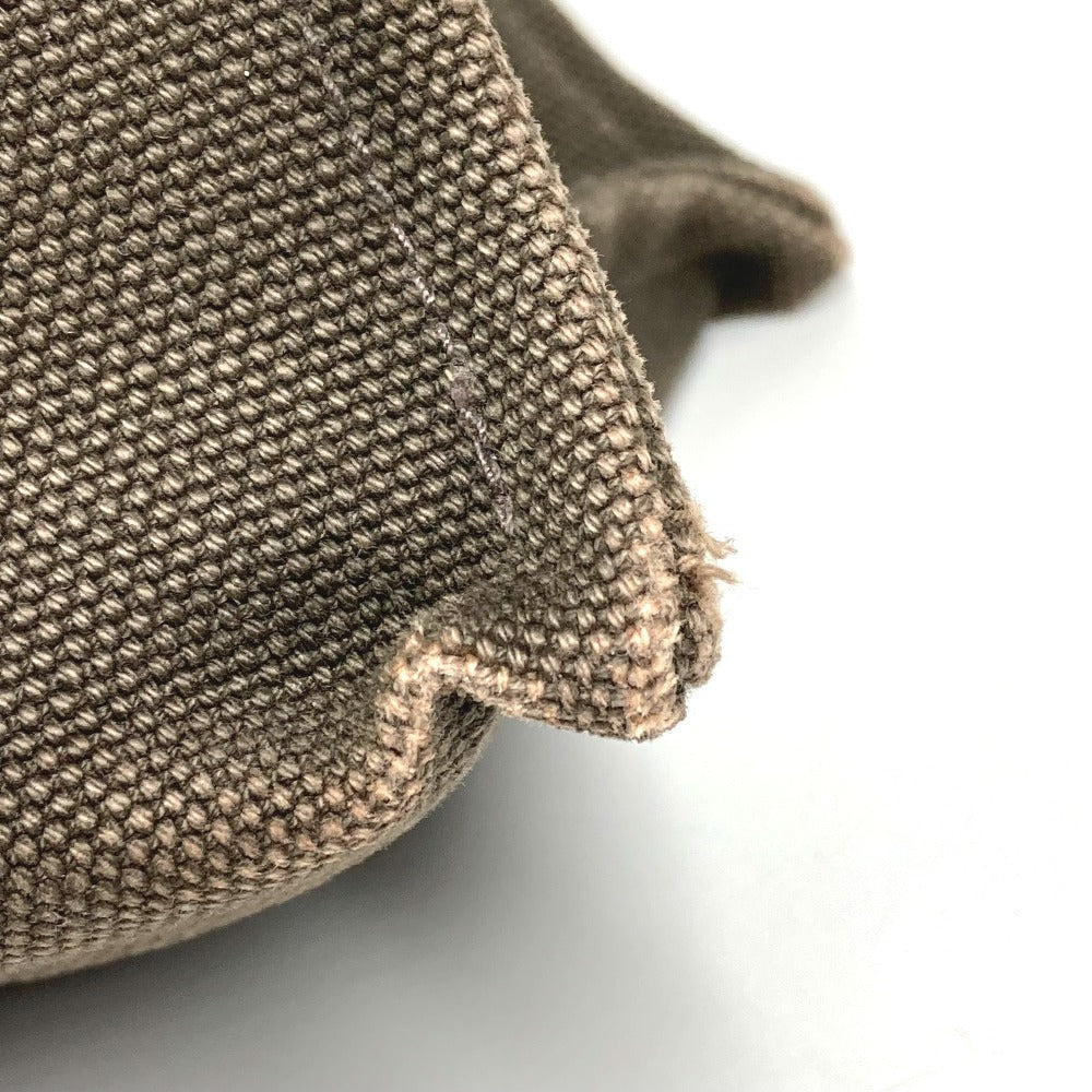 HERMES Etrivière Shopping Tote Bag, Vertical Tote Shoulder Bag, Leather/Canvas, Unisex, Khaki