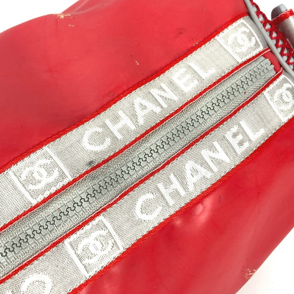CHANEL Sport CC Coco Mark Logo Cylindrical Drum-Shaped Shoulder Bag, Rubber, Unisex, Red