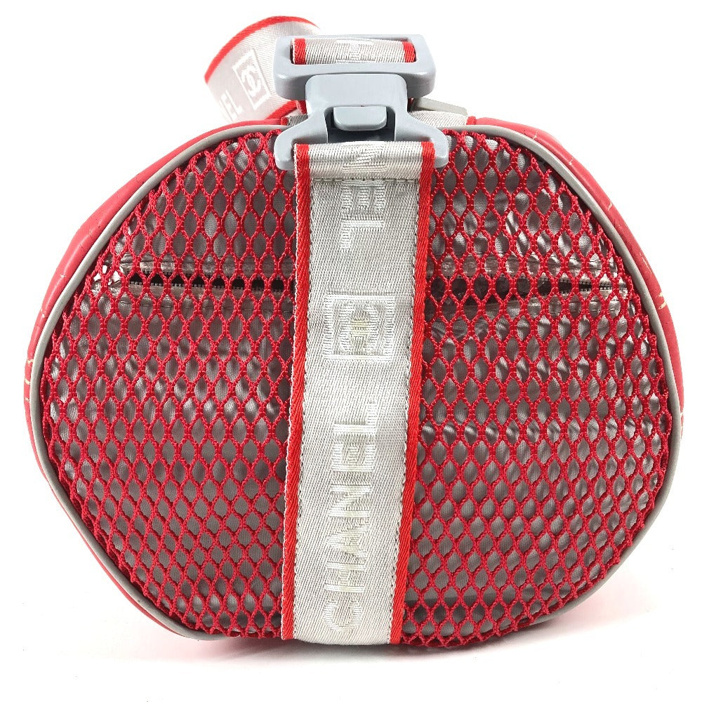 CHANEL Sport CC Coco Mark Logo Cylindrical Drum-Shaped Shoulder Bag, Rubber, Unisex, Red