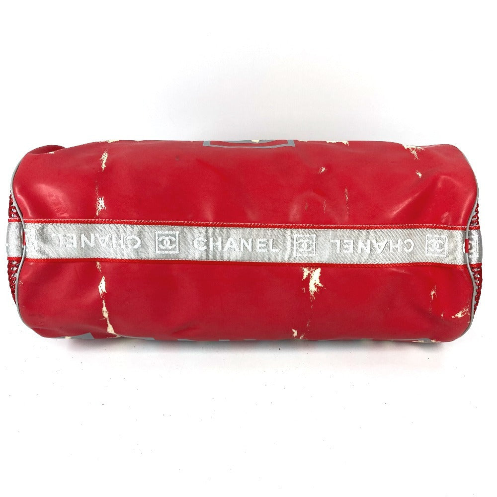 CHANEL Sport CC Coco Mark Logo Cylindrical Drum-Shaped Shoulder Bag, Rubber, Unisex, Red