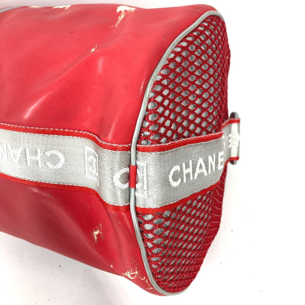 CHANEL Sport CC Coco Mark Logo Cylindrical Drum-Shaped Shoulder Bag, Rubber, Unisex, Red