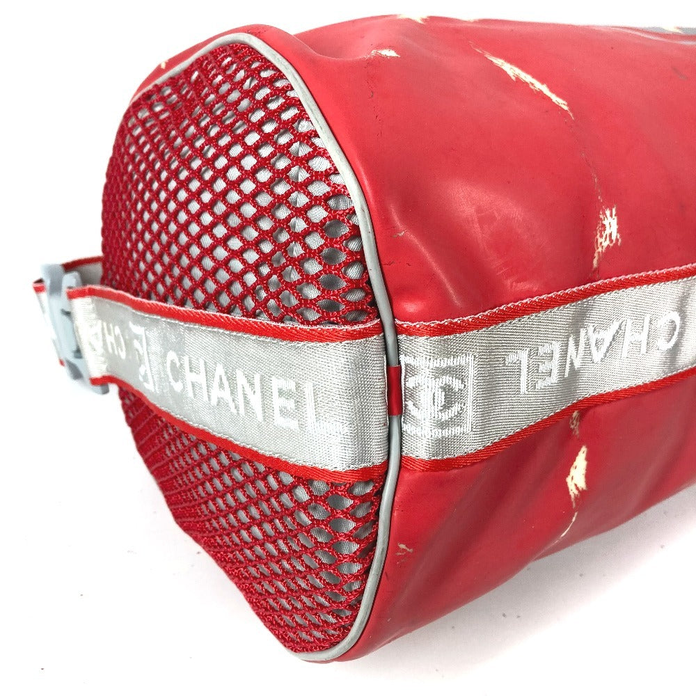 CHANEL Sport CC Coco Mark Logo Cylindrical Drum-Shaped Shoulder Bag, Rubber, Unisex, Red