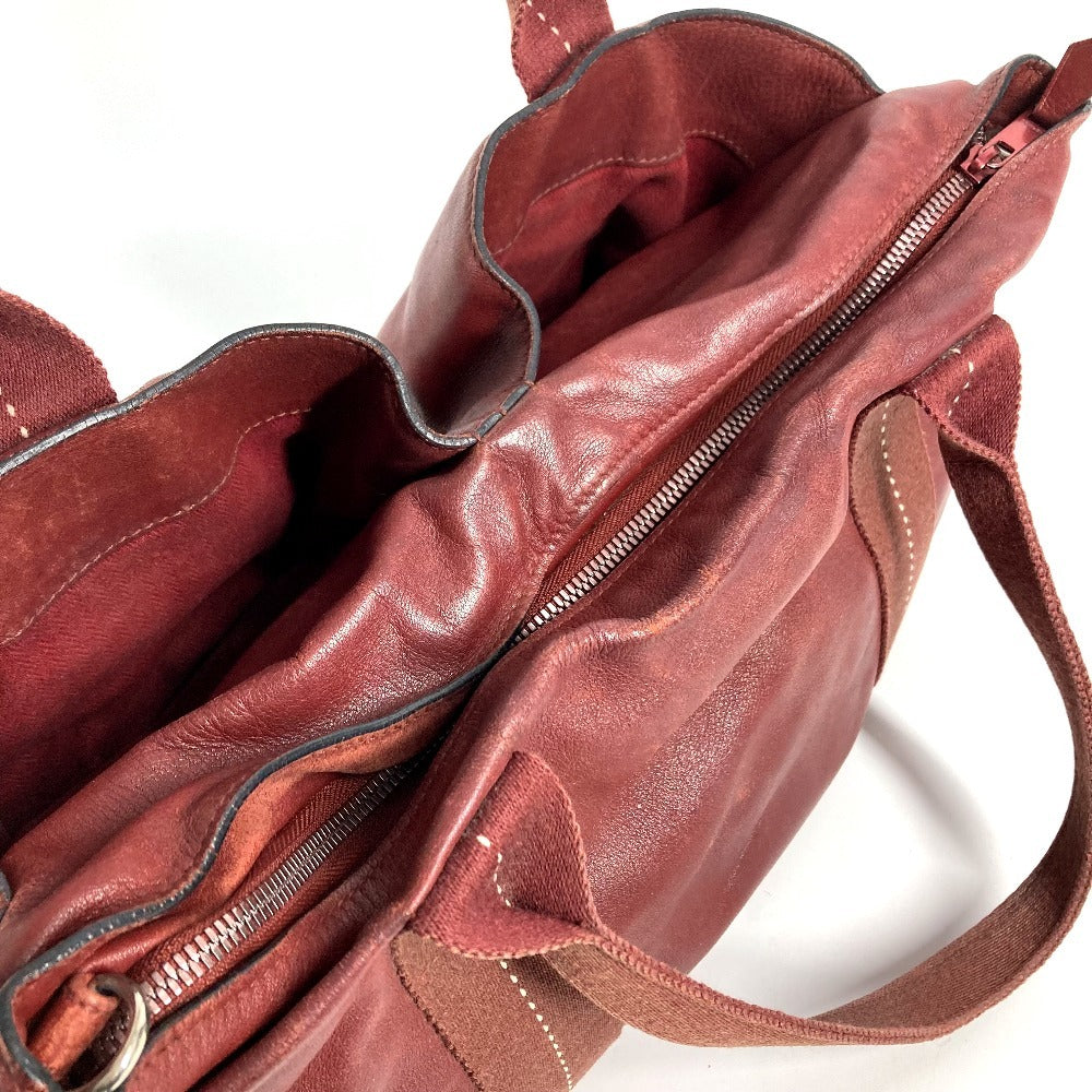 HERMES Caravan Horizontal MM Tote/Shoulder Bag, Leather, Unisex, Red