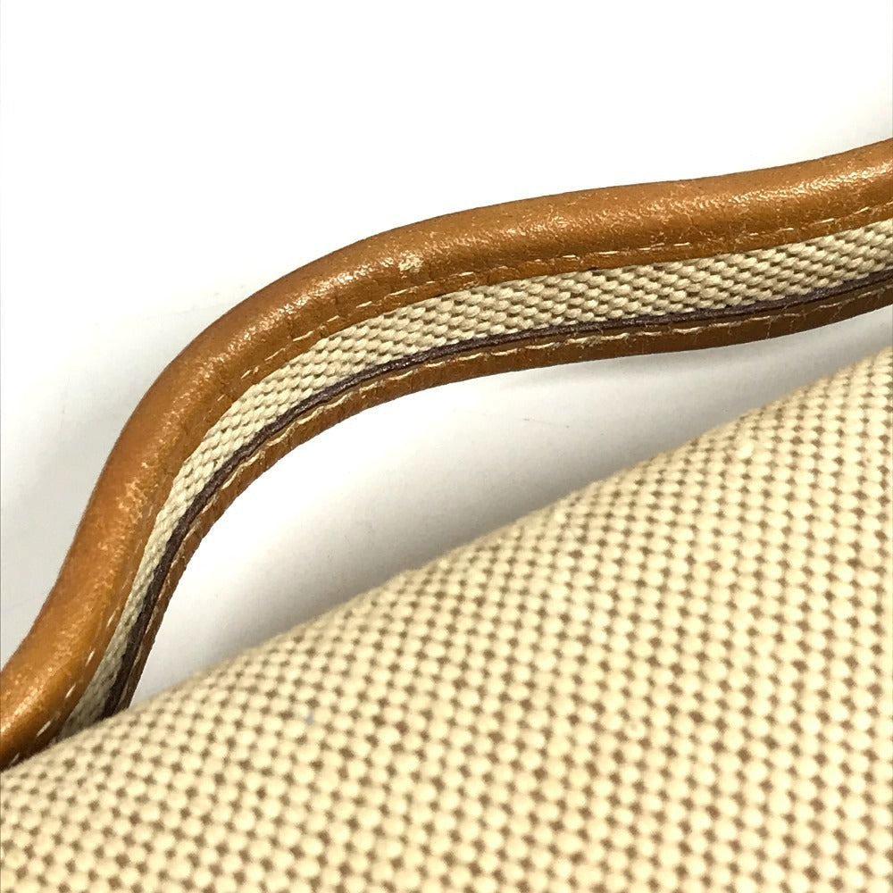 HERMES Horse Cheval Logo Vintage Jockey Bag, Crossbody Bag, Flap Pouch, 2-Way Bag, Handbag, Shoulder Bag, Leather/Canvas, Unisex, Beige