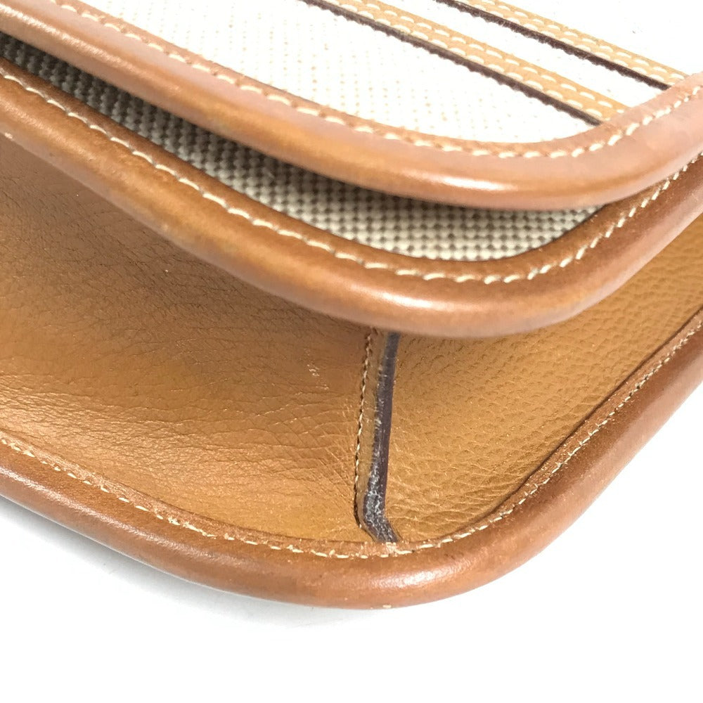 HERMES Horse Cheval Logo Vintage Jockey Bag, Crossbody Bag, Flap Pouch, 2-Way Bag, Handbag, Shoulder Bag, Leather/Canvas, Unisex, Beige