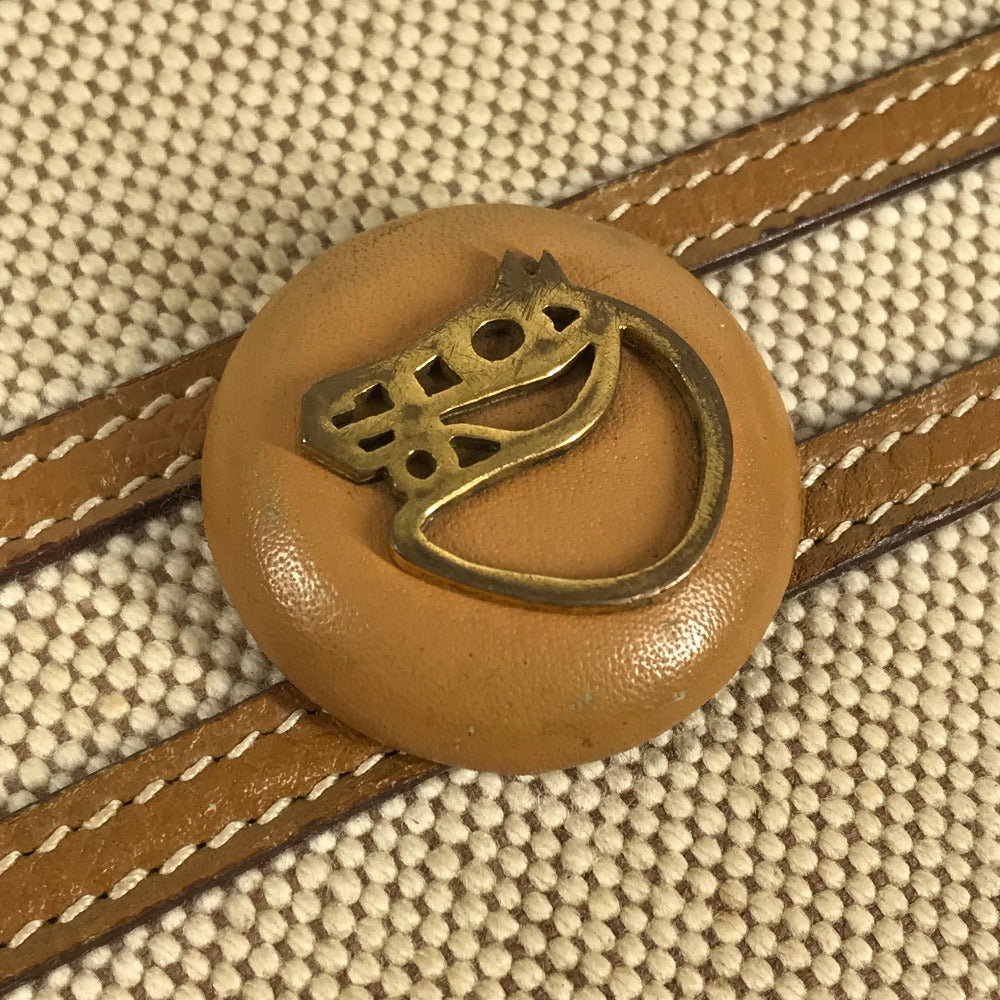 HERMES Horse Cheval Logo Vintage Jockey Bag, Crossbody Bag, Flap Pouch, 2-Way Bag, Handbag, Shoulder Bag, Leather/Canvas, Unisex, Beige