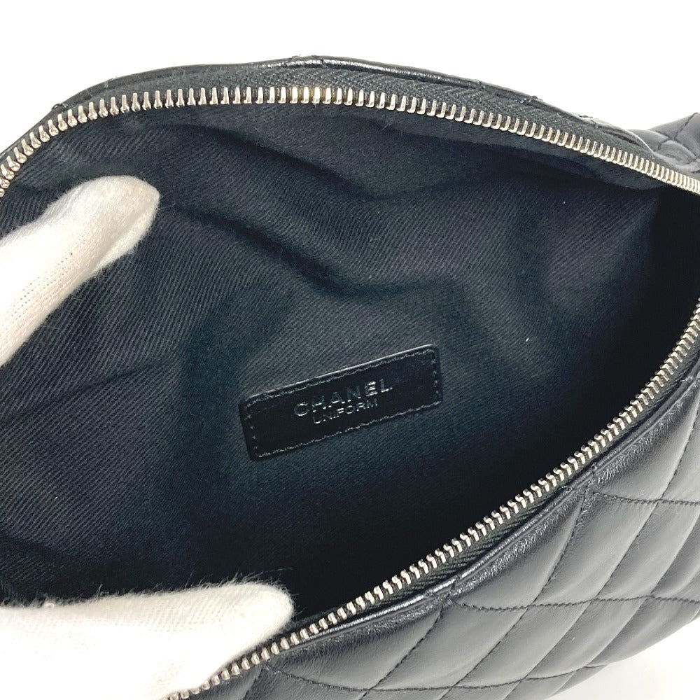 CHANEL Uniform CC Coco Mark Matelasse Belt Bag Shoulder Bag Crossbody Bag Leather Women's Black