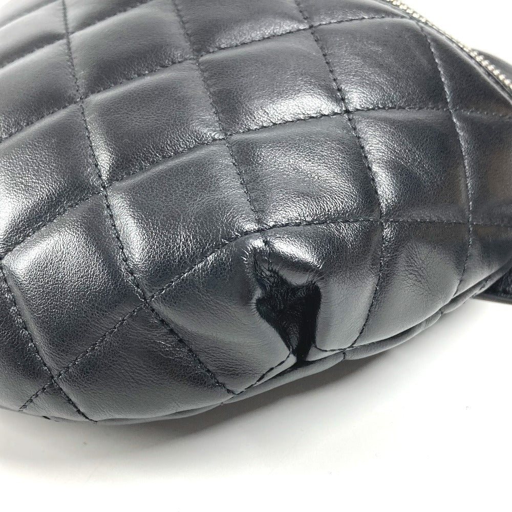 CHANEL Uniform CC Coco Mark Matelasse Belt Bag Shoulder Bag Crossbody Bag Leather Women's Black