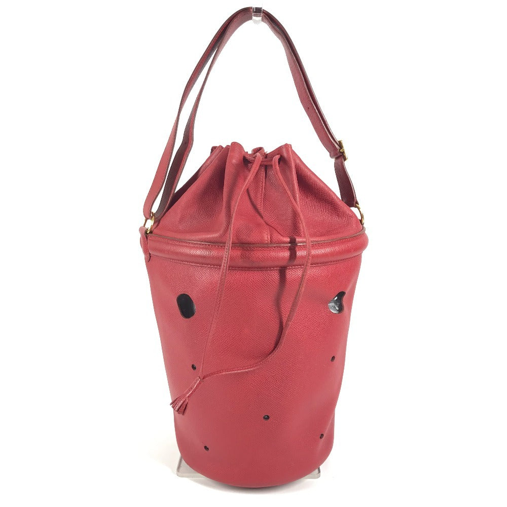 HERMES タッセル フリンジ マンジョワール 巾着バッグ カバン 肩掛け ショルダーバッグ クシュベル レディース レッド