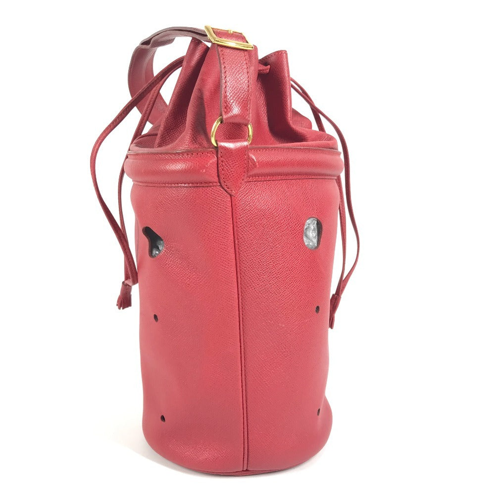 HERMES タッセル フリンジ マンジョワール 巾着バッグ カバン 肩掛け ショルダーバッグ クシュベル レディース レッド