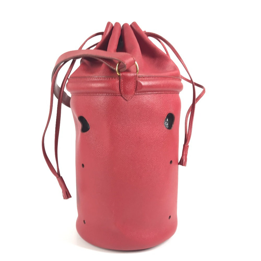 HERMES タッセル フリンジ マンジョワール 巾着バッグ カバン 肩掛け ショルダーバッグ クシュベル レディース レッド