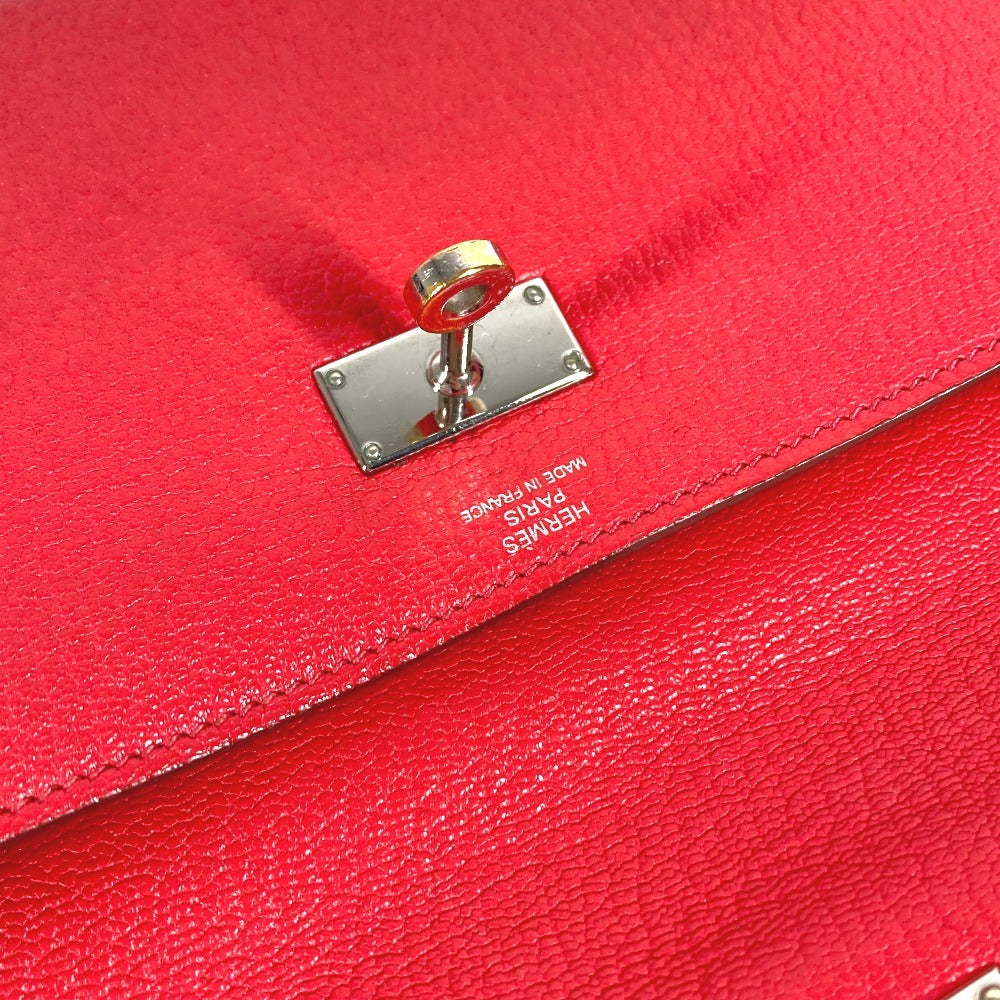 HERMES Kelly Wallet Long Wallet, Chevre Leather, Women's, Red