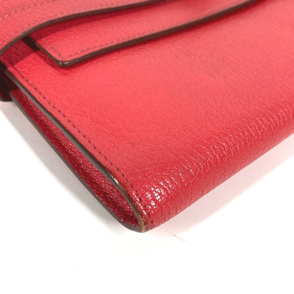 HERMES Kelly Wallet Long Wallet, Chevre Leather, Women's, Red