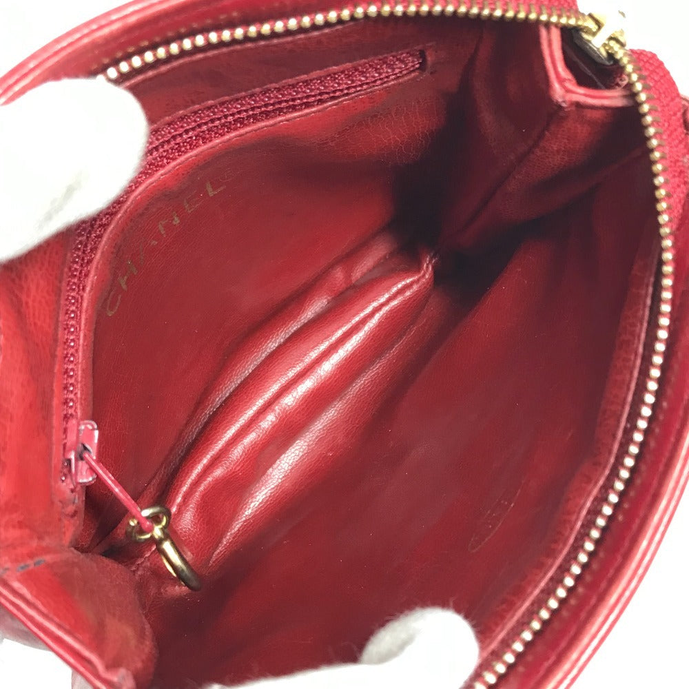 CHANEL ヴィンテージ ビッグ　CC ロゴ ココマーク カバン ベルトバッグ ボディバッグ ウエストポーチ ウエストバッグ レザー レディース レッド