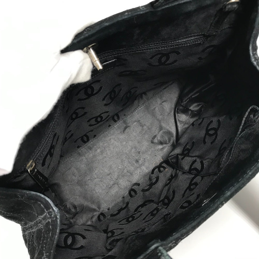 CHANEL Stitch Matelassé Quilted CC Coco Mark Logo Tote Bag Handbag Suede Women's Black