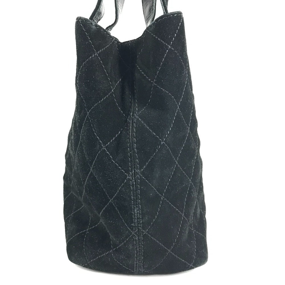 CHANEL Stitch Matelassé Quilted CC Coco Mark Logo Tote Bag Handbag Suede Women's Black