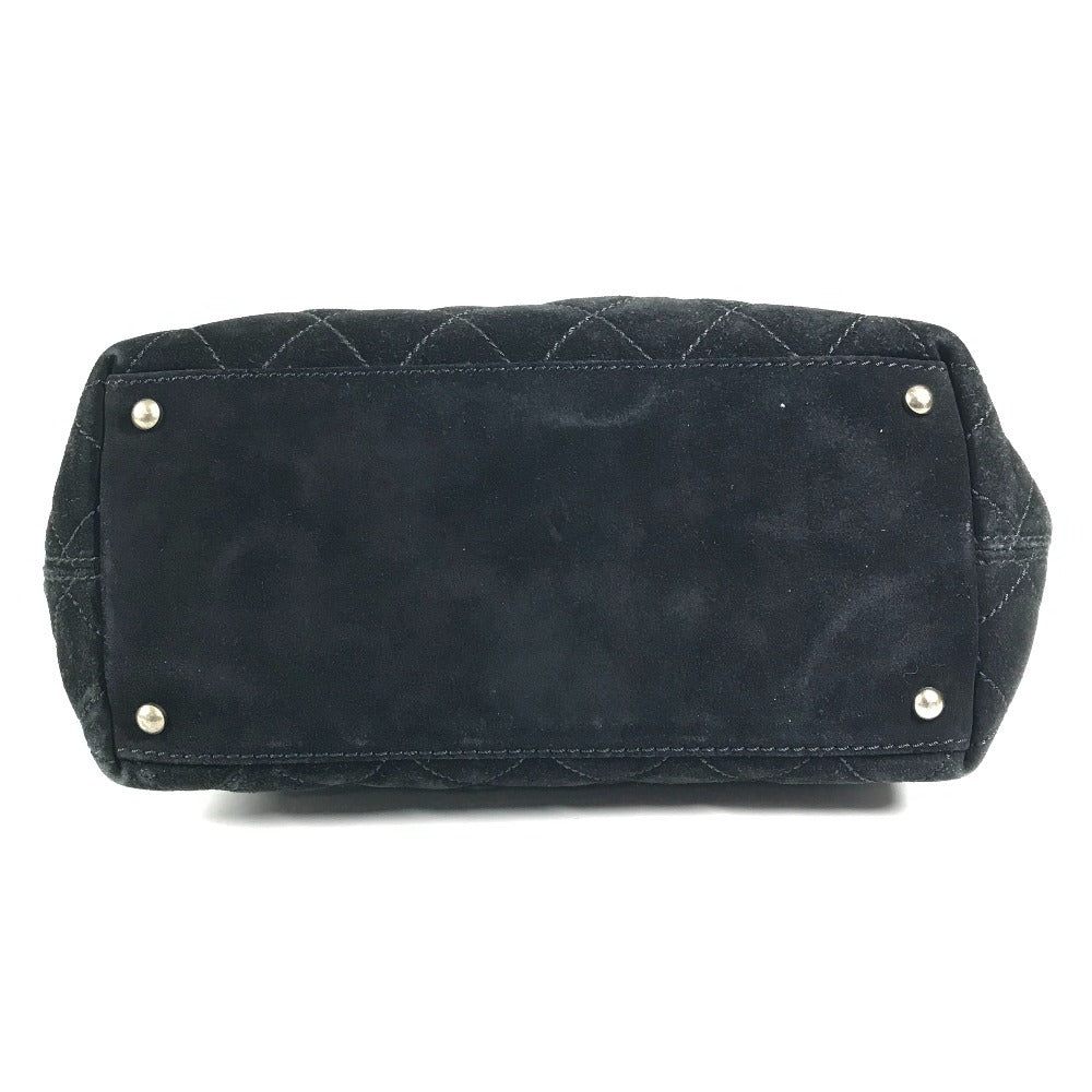 CHANEL Stitch Matelassé Quilted CC Coco Mark Logo Tote Bag Handbag Suede Women's Black