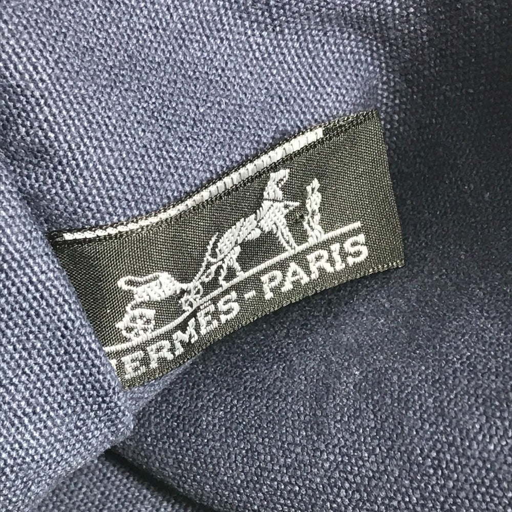 HERMES Horse Cheval Hermes Chevalin Tote Bag with Pouch, Shoulder Bag, Cotton, Unisex, Blue