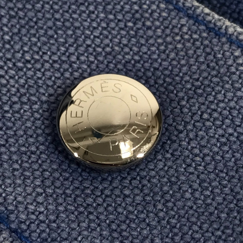 HERMES Horse Cheval Hermes Chevalin Tote Bag with Pouch, Shoulder Bag, Cotton, Unisex, Blue