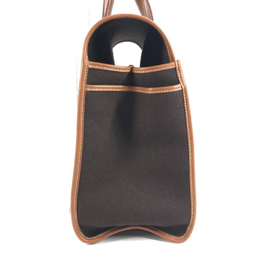 HERMES カメイル ストライプ ロゴ カバン トートバッグ ハンドバッグ レザー/スエード ユニセックス ブラウン