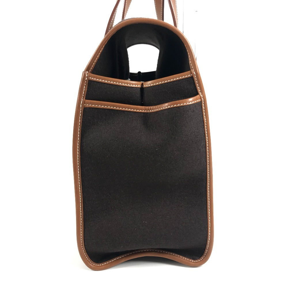 HERMES カメイル ストライプ ロゴ カバン トートバッグ ハンドバッグ レザー/スエード ユニセックス ブラウン