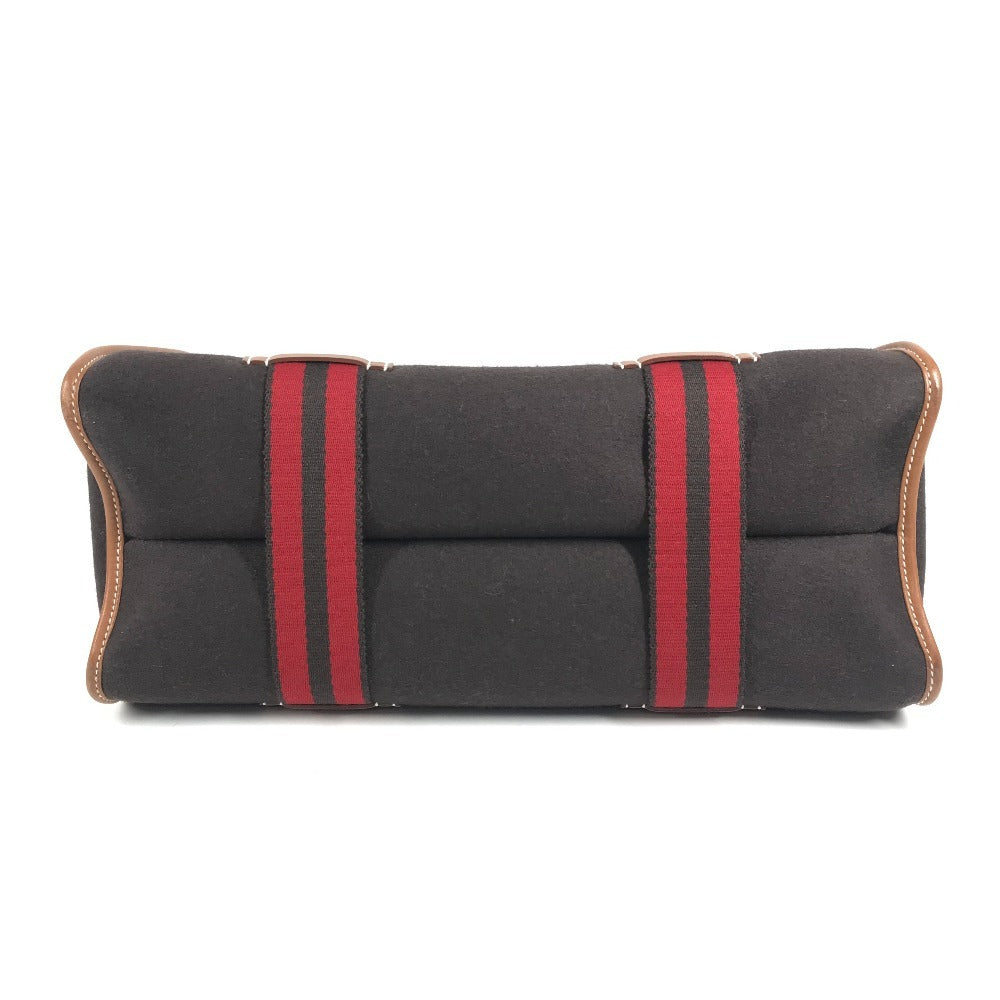 HERMES カメイル ストライプ ロゴ カバン トートバッグ ハンドバッグ レザー/スエード ユニセックス ブラウン