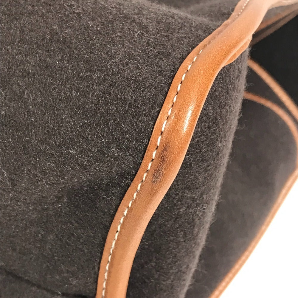 HERMES カメイル ストライプ ロゴ カバン トートバッグ ハンドバッグ レザー/スエード ユニセックス ブラウン