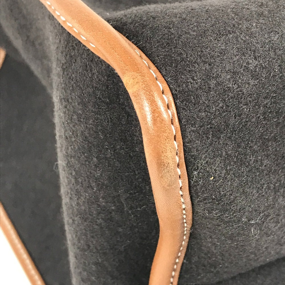 HERMES カメイル ストライプ ロゴ カバン トートバッグ ハンドバッグ レザー/スエード ユニセックス ブラウン