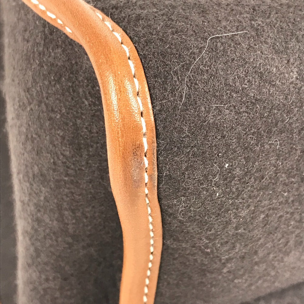 HERMES カメイル ストライプ ロゴ カバン トートバッグ ハンドバッグ レザー/スエード ユニセックス ブラウン