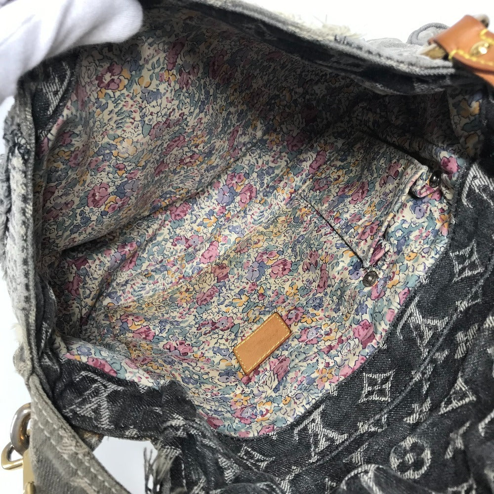 LOUIS VUITTON M95375 モノグラムデニム パッチワーク ポスティ カバン 斜め掛け フラップ ショルダーバッグ モノグラムデニムキャンバス ユニセックス ブラック系