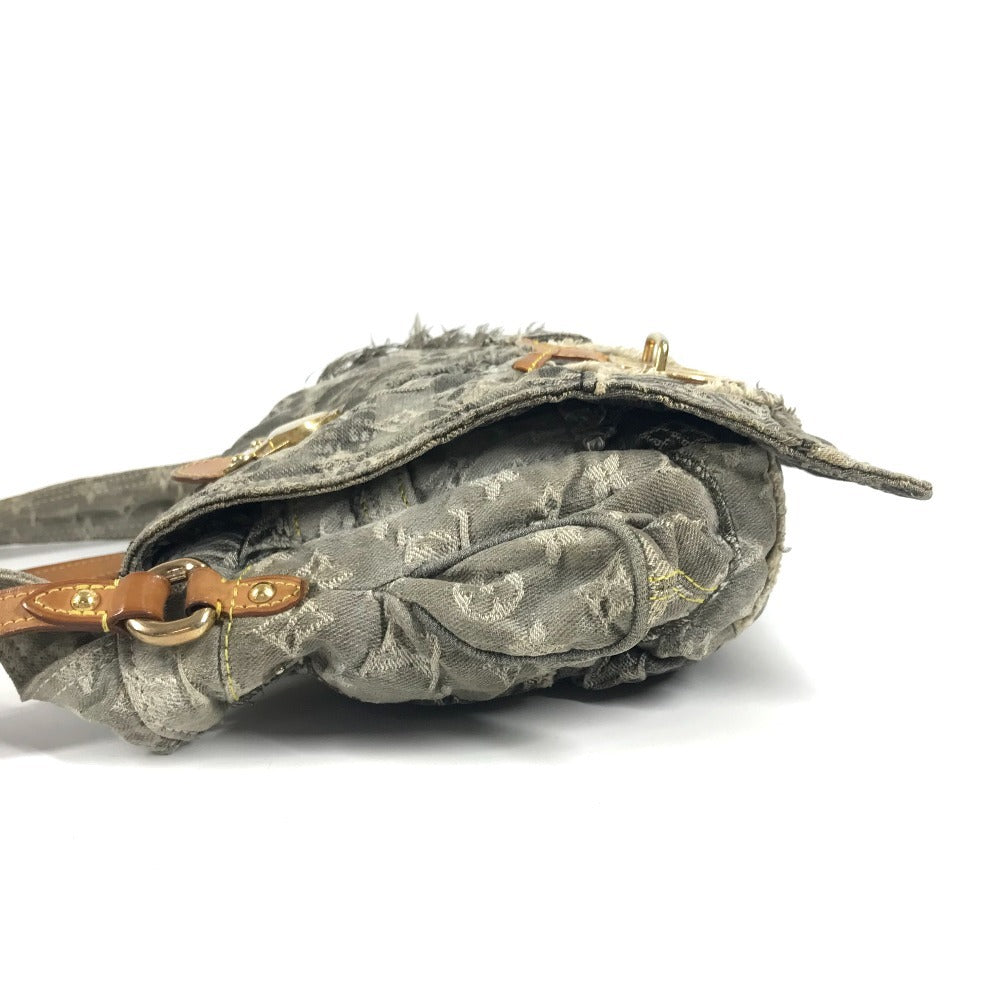 LOUIS VUITTON M95375 モノグラムデニム パッチワーク ポスティ カバン 斜め掛け フラップ ショルダーバッグ モノグラムデニムキャンバス ユニセックス ブラック系