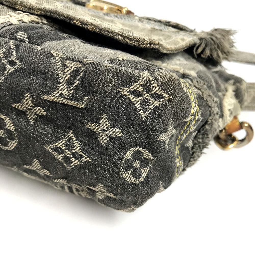 LOUIS VUITTON M95375 モノグラムデニム パッチワーク ポスティ カバン 斜め掛け フラップ ショルダーバッグ モノグラムデニムキャンバス ユニセックス ブラック系