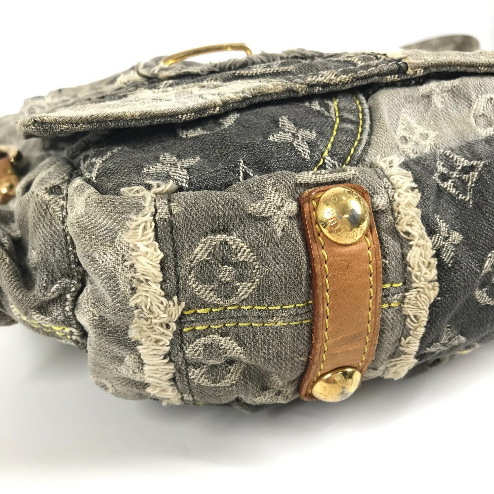 LOUIS VUITTON M95375 モノグラムデニム パッチワーク ポスティ カバン 斜め掛け フラップ ショルダーバッグ モノグラムデニムキャンバス ユニセックス ブラック系