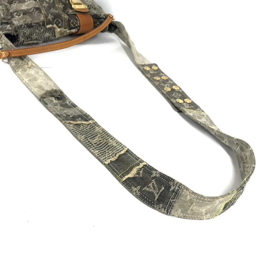 LOUIS VUITTON M95375 モノグラムデニム パッチワーク ポスティ カバン 斜め掛け フラップ ショルダーバッグ モノグラムデニムキャンバス ユニセックス ブラック系