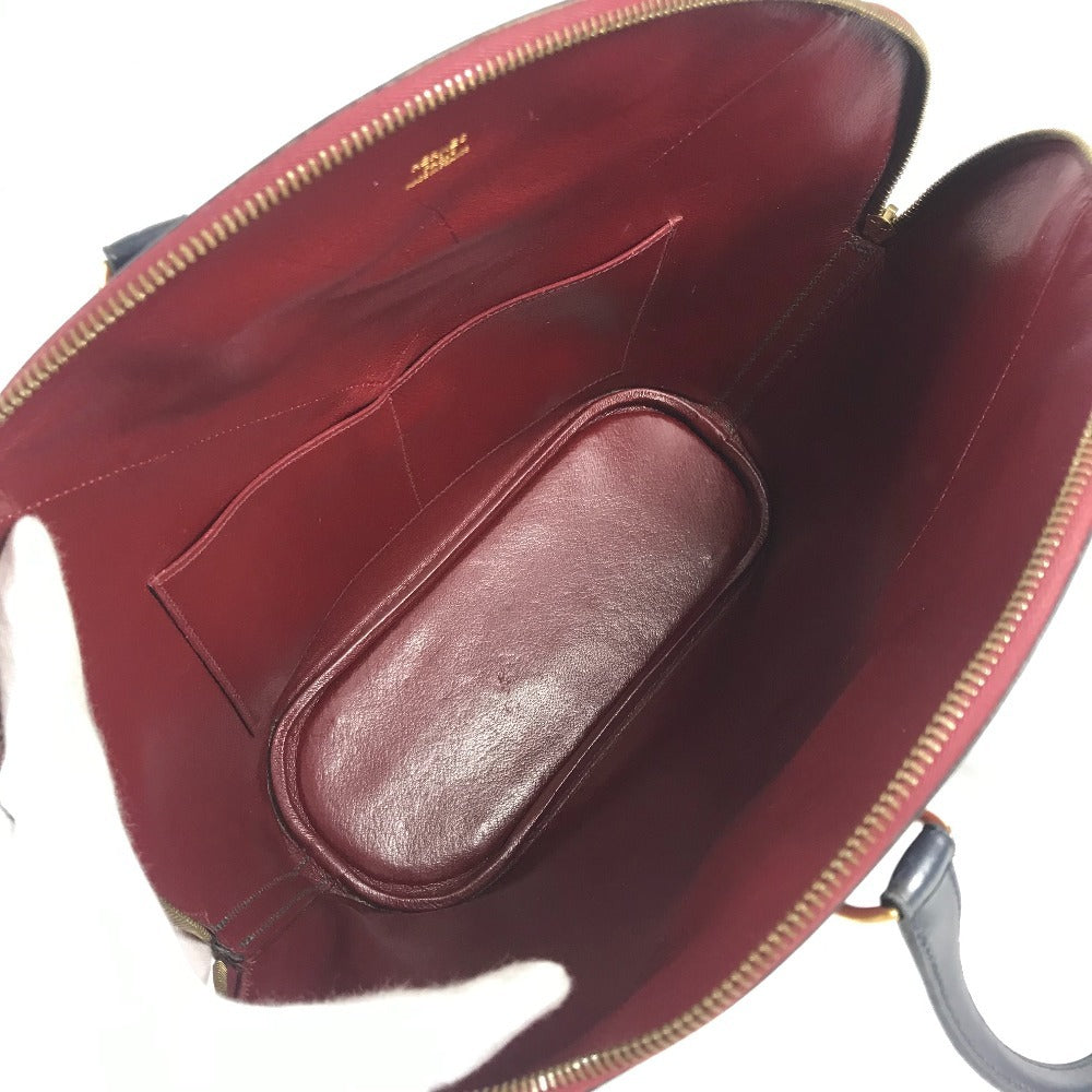 HERMES ヴィンテージ イルドヴォ― カバン トートバッグ トリコロールカラー ハンドバッグ ボックスカーフ レディース ネイビー