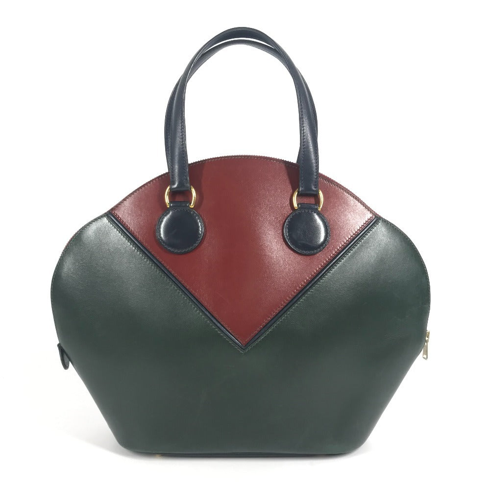 HERMES ヴィンテージ イルドヴォ― カバン トートバッグ トリコロールカラー ハンドバッグ ボックスカーフ レディース ネイビー