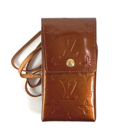 LOUIS VUITTON M91156 モノグラムヴェルニ　 グリーン タバコケース ポシェット 斜め掛け ショルダーバッグ シガレットケース モノグラムヴェルニ ユニセックス ブロンズ ブラウン