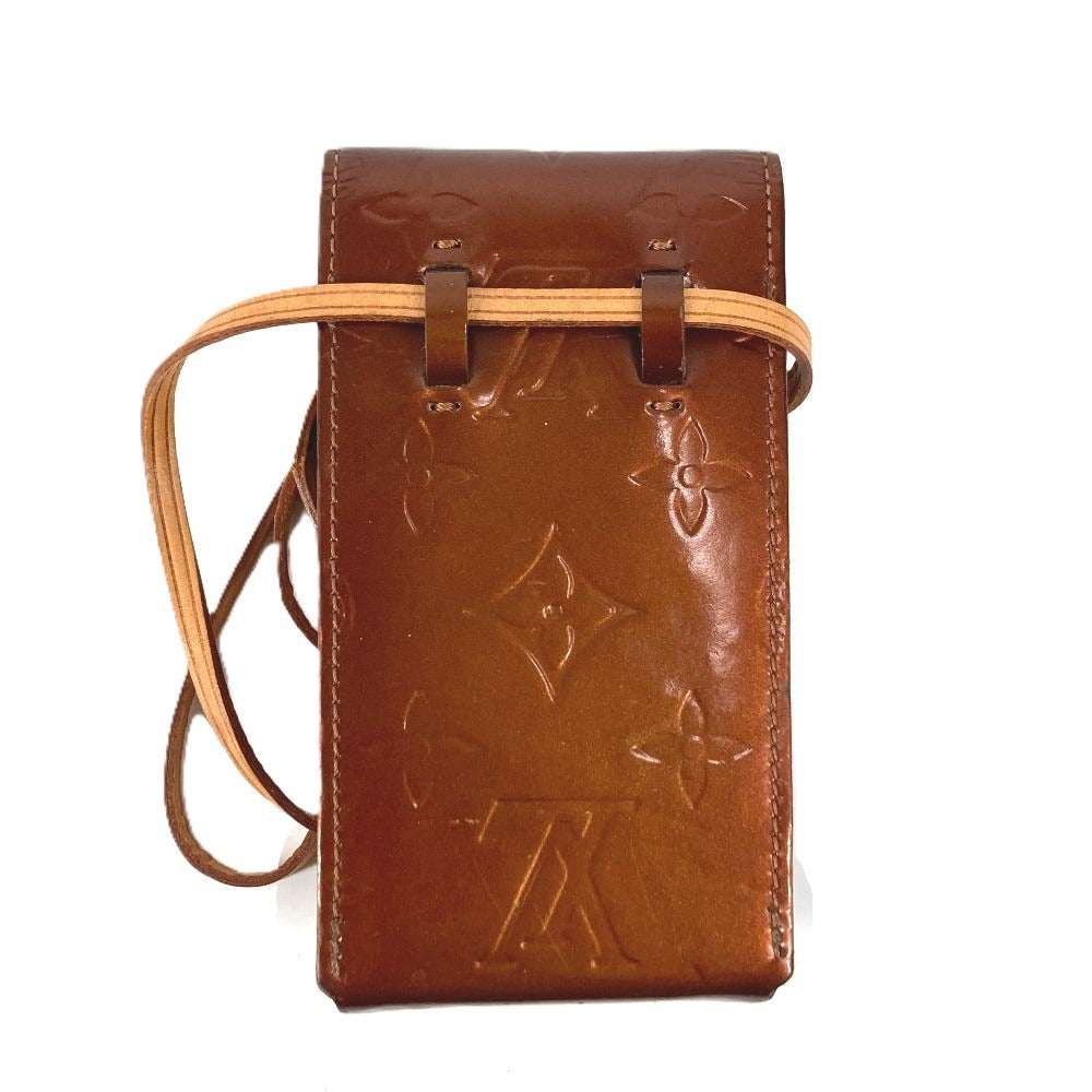 LOUIS VUITTON M91156 Monogram Vernis Green Tobacco Case Pouch Crossbody Shoulder Bag Cigarette Case Monogram Vernis Unisex Bronze Brown