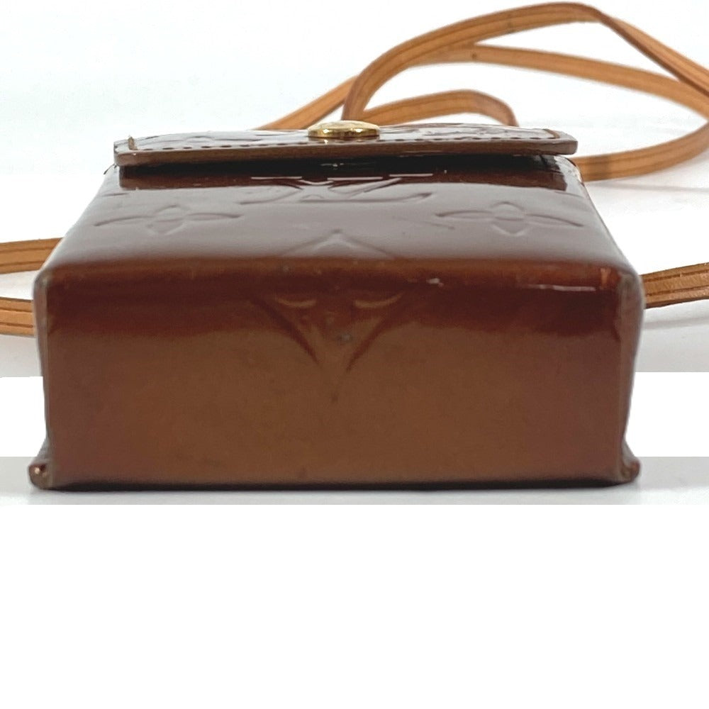 LOUIS VUITTON M91156 Monogram Vernis Green Tobacco Case Pouch Crossbody Shoulder Bag Cigarette Case Monogram Vernis Unisex Bronze Brown