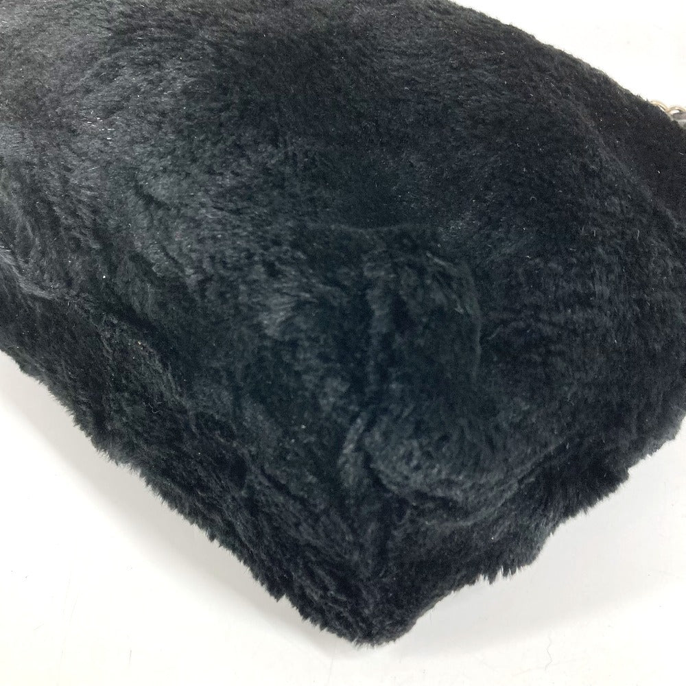 CHANEL Vintage CC Logo Coco Mark Fur Bag Flap W-Chain Shoulder Bag Tote Bag Shoulder Bag Fur Unisex Black