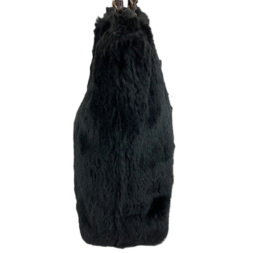 CHANEL Vintage CC Logo Coco Mark Fur Bag Flap W-Chain Shoulder Bag Tote Bag Shoulder Bag Fur Unisex Black