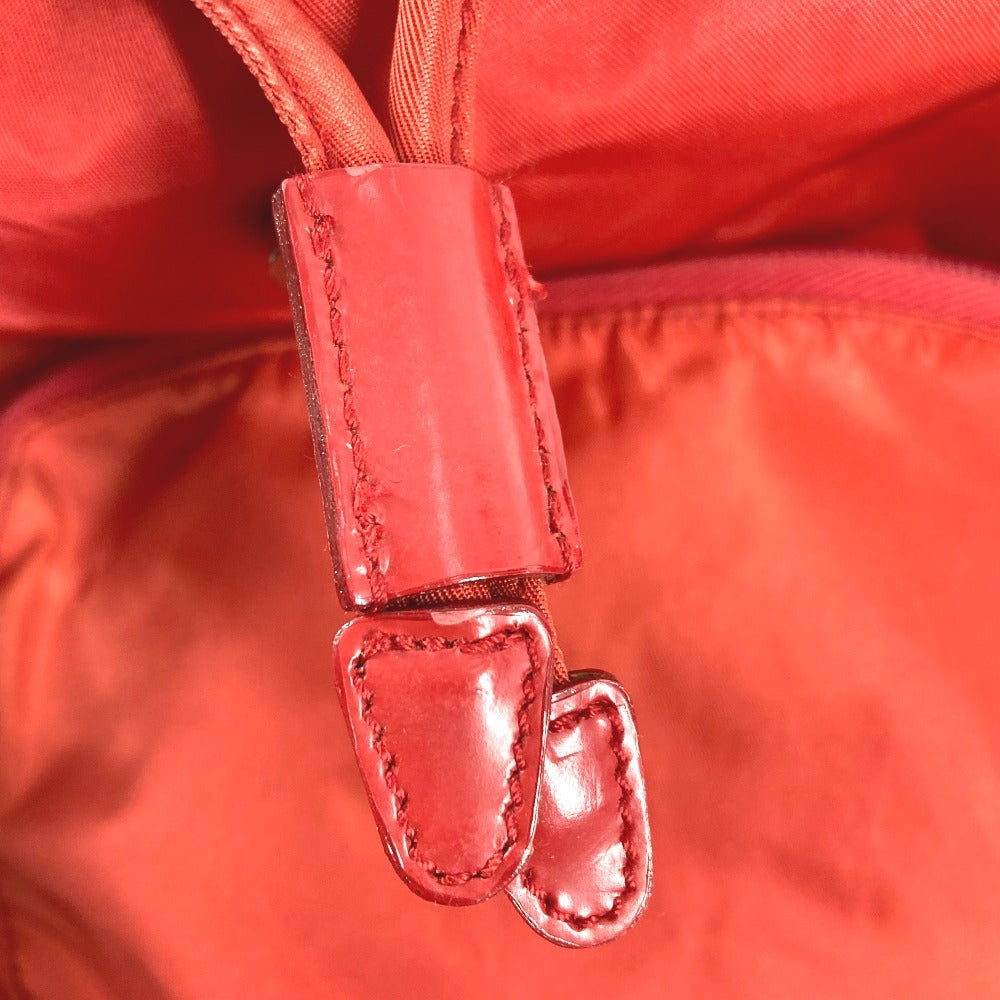 PRADA Triangle Logo Plate Backpack Nylon Unisex Red