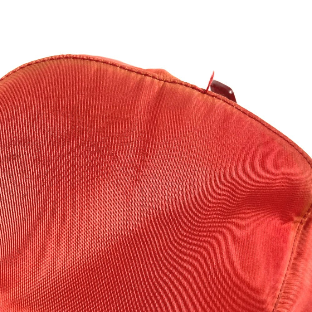PRADA Triangle Logo Plate Backpack Nylon Unisex Red