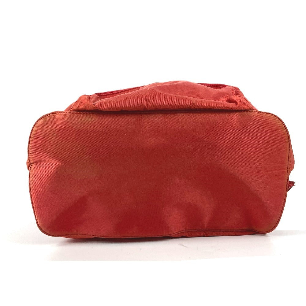 PRADA Triangle Logo Plate Backpack Nylon Unisex Red